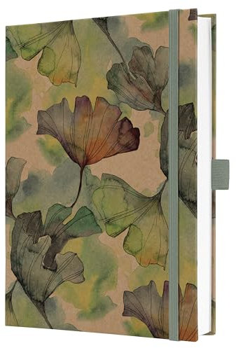 Sigel JN857 Notizbuch A5 liniert, stärkeres 100 g Papier, Geschenkbuch Jolie, Hardcover aus Kraftpapier, 192 Seiten, Pure Ginkgo, vegan, aus nachhaltigem Papier
