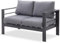 MeXo Gartensofa 2 Sitzer Aluminium wetterfest 128×65×66cm, 12cm Deluxe Relax-Sitzkissen, Belastbarkeit pro Sitzplatz 140kg, Balkonsofa 2 Personen Loungesofa Outdoor Alu Metall Grau