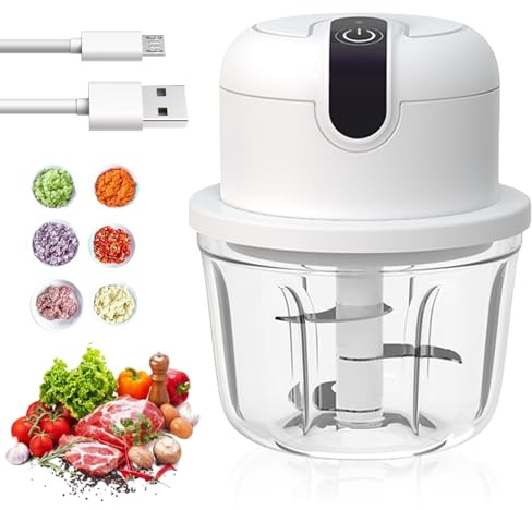 WIYETY Hachoir à oignons électrique 350 ml rechargeable par USB pour ail fruits viande oignons