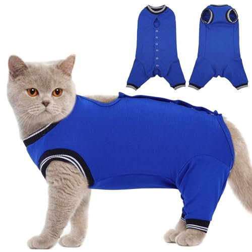 MHaustlie Katzenbody Nach Op Anti-leckende für Katze Body Operation Recovery Tuch Anzug für Katzen Recovery Suit Katze für Hinterbeine katzenbody nach op,OP-Kleidung für Haustiere(Blau, M)