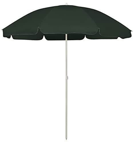 Brokky 314705 Beach Parasol Green 240 cm Beach Umbrella, Beach Parasol, Water Repellent, U V Light Protection, Easy to Open and Close, Garden Outdoor Parasol
