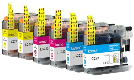 kamo LC-223XL (6er-Pack) Multipack Druckerpatronen Kompatibel mit Brother LC223 LC-221 LC221 - für MFC-J4420DW J4620DW J4625DW J480DW J5320DW J5620DW J5625DW J5720DW J680DW J880DW, DCP-J4120DW J562DW