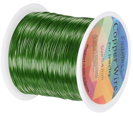M METERXITY 0.4mm Jewelry Wire, 26 Gauge 328FT Craft Wire Copper Beading Wire for Jewelry Making/Planting/Weaving/DIY Crafting, Soft Metal Wires [100M, Green]