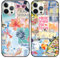Phoona 2 Pack Cute Case for iPhone 12 Pro Max 6.7, European Collage Preppy Summer Girly Design Pattern for Girls Women, Slim Soft Silicone Shockproof Bumper Protector Cover, Blue 03