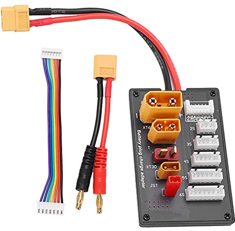 Parallel Charging Board for 2S-6S Lipo Battery, XT60 Plug Compatible | Efficient Multi-Charge for RC Hobby, 14AWG Silicone Cable, Charging Plate with XT60 Banana Head, Supports XT90 XT30 JST T