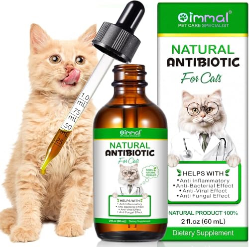 Antibióticos Naturales para Gatos, líquido vitaminas para Gatos, Cat antibiotics for Infection, Que apoya el Alivio inmunológico y de Las alergias, Adecuado para Todos los Gato, 60ml