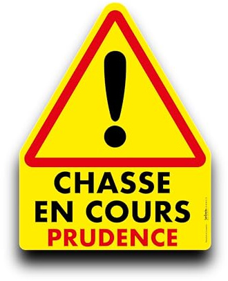Panneau Magnétique Triangulaire 50 x 38,6 cm – “Chasse en cours, Prudence” – Signalisation Sécurité Véhicule Chasse – Triangle Aimanté Résistant Intempéries (jaune/rouge/noir, Grand)