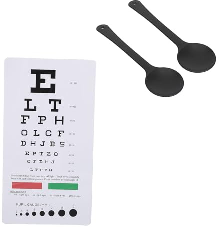 HUSHUI Pocket Eye Chart, Doppelseitiges Sehtestgerät mit 2 Stück Augenverschluss und Rot-grünen Farbbalken, für Optiker, Augenärzte, Studenten, Büros, Schulen