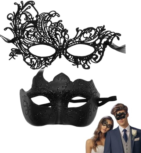 SHIFANQI Venezianische Maske, 2 Stück Maskenball Masken mit Glitzer für Damen und Herren, Maske für Karneval, Maskerade