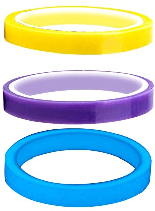 HYLQGMI 3 Stück Sticky Ball Tapes DIY Rollen Spielzeug Bastelband Bunte Sensorikbänder Tape Material Kinder Erwachsene für Handarbeit Kindergeburtstag Heimdek, Gelb Violett Beleuchtetes Blau