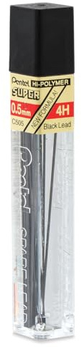 Lead Refill, 4H Hardness, .5mm, 12/TB, Black, Sold as 1 Tube