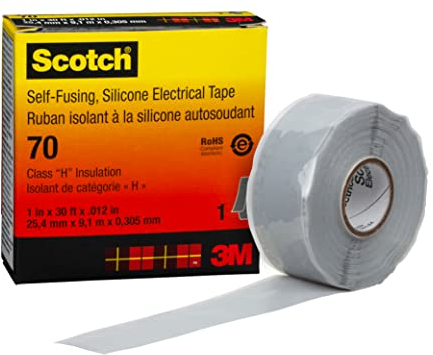 3M 80611438617 Scotch 70 Cinta Eléctrica de Silicona Autosoldable, 25 mm x 9 m, 1 Rollo, Gris