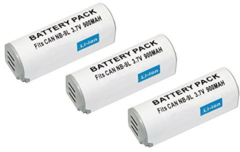 High Capacity - 3x Pack Battery for Canon Digital IXUS 500 HS, IXUS 510 HS, IXUS 1000 HS, IXUS 1100 HS, IXY Digital 50s, Powershot N, N2, SD4500 IS Camera - Replacement for NB-9L / NB9L Battery