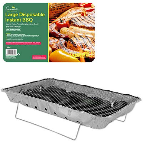 GardenKraft 19950 Family Sized Disposable BBQ with Stand / 60 Minute Burning Time / Ideal for Parties, Picnics, Festivals & Camping / 48cm x 30cm