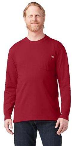 Dickies Big and Tall Men's Long Sleeve Heavyweight Crew Neck, English Red, XL Tall