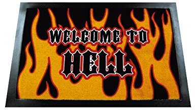 Fußmatte Welcome to Hell Fußabtreter gelb rot schwarz
