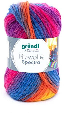 Gründl Filzwolle Spectra, (OEKO-TEX zertifiziert, 100% Schurwolle zum Filzen, 100 g / 100 m, 1 Knäuel á 100 g), wild berry multicolor