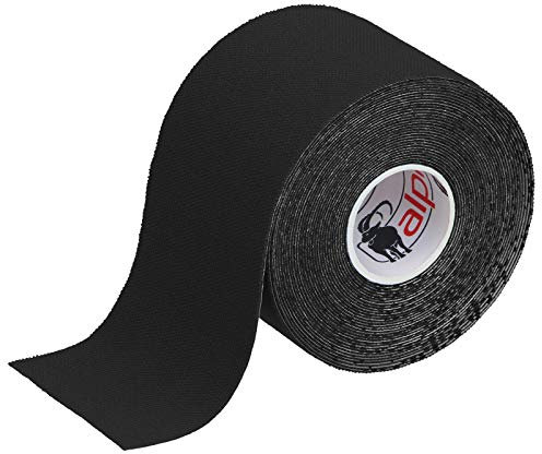 ALPIDEX Nastro Kinesiologico Tanti Colori 1/3/ 6/12 Rotoli 5 m x 5,0 cm E-Book Esempi Applicazione Tape Kinesiologico Muscolare Cerotto, Colore:nero, Quantità:1 rotolo