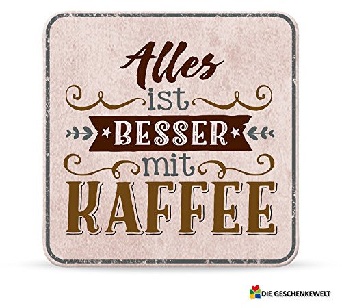 Sheepworld, My Beautytree - 44618 - Untersetzer Nr. B20, Alles ist besser mit Kaffee, Kork, 9,5cm x 9,5cm