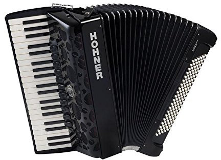 Hohner Amica IV 120 forte Akkordeon, schwarz (120 Standardbässe, 3 Standardbassregister, 4 Standardbass Chöre, 4 Chöre, 41 Pianotasten, 11 Klangfarben, 11 Register) Inkl. Trageriemen und Gigbag