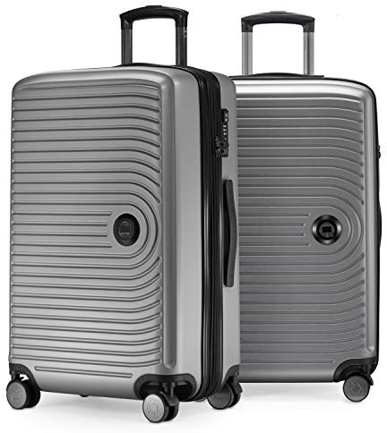 Hauptstadtkoffer - Mitte - 2er Kofferset Trolley-Set, Rollkoffer mit Dehnfalte 65cm, ABS, TSA, Silber matt
