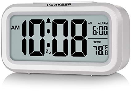 Peakeep Night Light Digital Alarm Clock Battery Operated Indoor Temperature