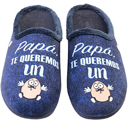Zapatillas de Casa Hombre | Papá te Queremos un Huevo | Pantuflas Suaves, Cómodas para Papá Día del Padre | Zapatillas con Mensaje Bonito, Divertido | Suela Antideslizante | Talla 45