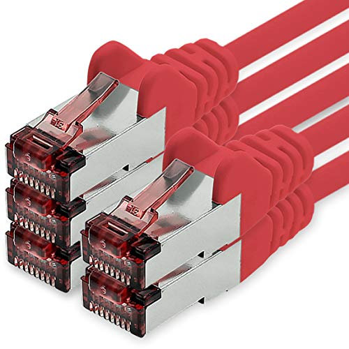 1CONN Cavo di Rete Cat6 1m Rosso - 5 x Cavo Patch LAN Cat 6 Cavo di Rete LAN Sftp Pimf Lszh Rame 1000 Mbit s
