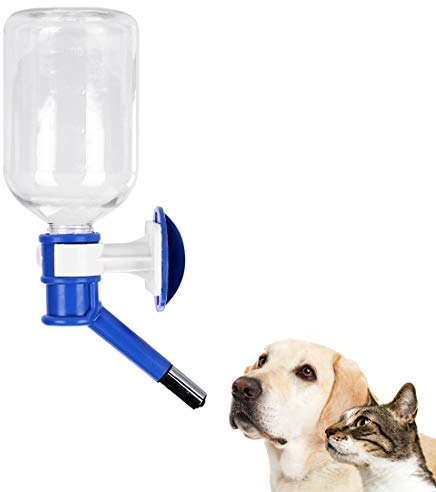 Dog Cat Hanging Water Bottle 500ml Pet Automatic Water Dispenser No-Drip Gravity Water Drinker Feeder for Kennel Cage Crate for Small Medium Puppy Kitten Rabbit Hamster Hedgehog