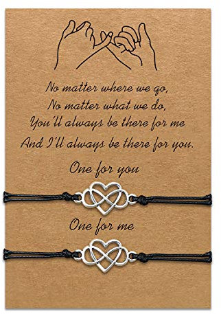 Bracelets mère fille ensemble assorti cordon String Bracelet cadeau de maman à la relation de fille à la main souhait bijoux pour femmes filles (2pcs amour sans fin)