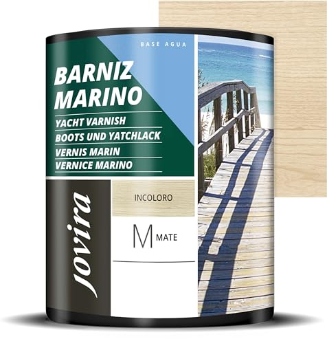 JOVIRA PINTURAS Barniz Marino al Agua. Especial resistencia en ambientes Marinos. (750 Mililitros, Mate) F-62