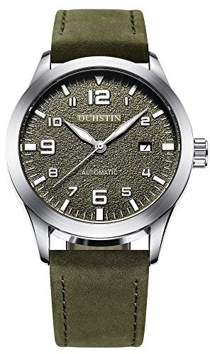 OCHSTIN Automatik-Automatikuhr für Herren, Militär-Uhr, Datumsanzeige, Lederband, mechanische Armbanduhren