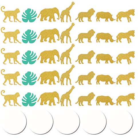 ABOOFAN 100pcs Hawaiian Jungle Theme Monstera Animal Creative Confetti Decorations Paper Scatters Confetti Decor for Birthday Party (with Disc)