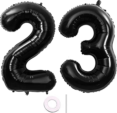 40 Zoll 2 Luftballons Zahle 23 jahre Geburtstag deko Schwarz XXL 100cm Zahlenballon 23 Schwarz Nummer Riesen Folienballon 23 Ballon Zahl 23 Heliumballon Luftballons 23 Geburtstag Deko mann frauen(23)
