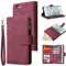 UEEBAI Mobile Phone Case for iPhone 6 6S, Retro Zip Case Premium PU Leather Soft TPU Flip Case Magnetic Closure Card Slot Stand Function Wallet with Lanyard Protective Case - Wine Red