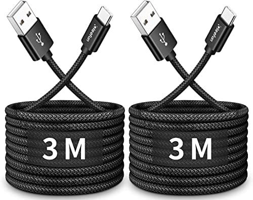 Cavo USB C 3 Metri 2Pezzi, Cavo USB Type-C 3 metri Ricarica Rapida, Nylon Lungo Cavi USB A USBC per iPhone 16 15 Pro Max, Galaxy S25 S24 Ultra S20 Fe A15 A25 A35 A55, Note 20 10, Redmi, M oto, PS5