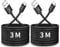 Cavo USB C 3 Metri 2Pezzi, Cavo USB Type-C 3 metri Ricarica Rapida, Nylon Lungo Cavi USB A USBC per iPhone 16 15 Pro Max, Galaxy S25 S24 Ultra S20 Fe A15 A25 A35 A55, Note 20 10, Redmi, M oto, PS5
