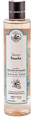 Maison du Savon de Marseille - French Shower Gel with Organic Olive Oil - Monoi Fragrance - Moisturising Body Wash - 250ml