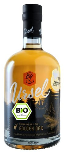 Premium DRY Gin BIO und fassgereift (Wacholder/Orange/Zirbenzapfen) charakteristisch mit jungen Fichtentrieben aus dem Taunus | Gin aus Deutschland (GOLDEN OAK, 500ml)