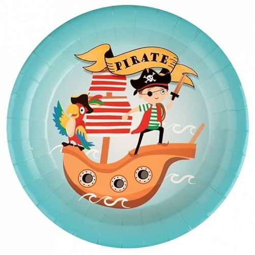 Fitwish 1001decotable - 10 Assiettes en carton Anniversaire Pirates
