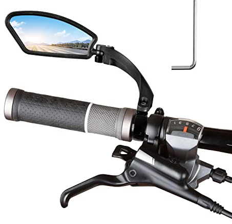 HD Fahrradspiegel Rückspiegel Links für Lenker e-bike, Fahrrad Klappbar, E-scooter, Verstellbar 360° (links)
