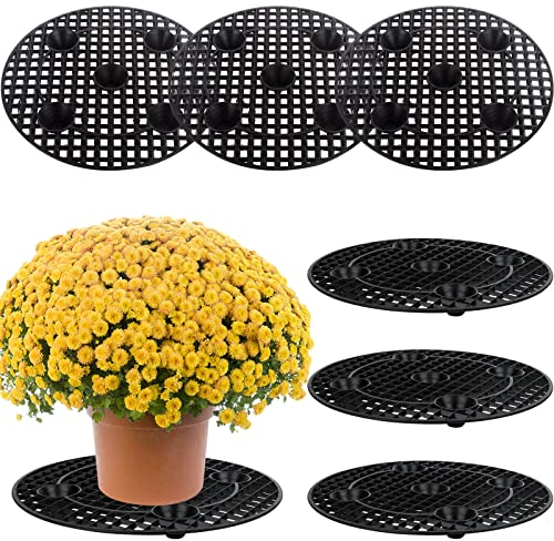 CCCYMM 6 Pcs Plant Level Pot Elevator, Heavy Duty Plant Stand, Black Round Plant Flower Pot Holder Plastic Plant Risers for Indoor Outdoor Garden Deck Floor Protector-30 cm / 12 Inch