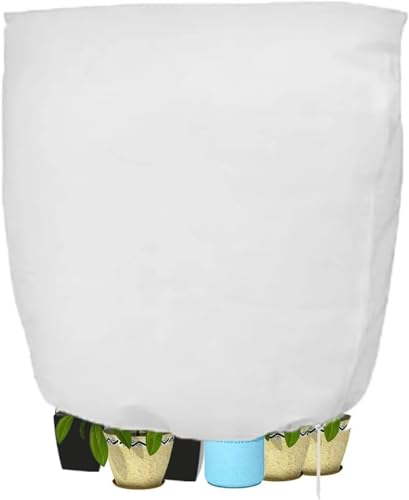 WEALSFUN Winterschutz für Pflanzen, 80x120cm Winterschutz Kübelpflanzensack Schutzhülle für Pflanzen als Baum Palmen Balkonpflanzen haube Zelt Atmungsaktiv - Reißfest,Weiß