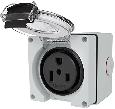 STARELO 50Amp Power Outlet Box,NEMA 6-50R Receptacle,250Volt Heavy-duty Outdoor dustproof and weatherproof for electric vehicles, generators, welding machines, etc.ETL Listed.(NEMA 6-50R BOX)