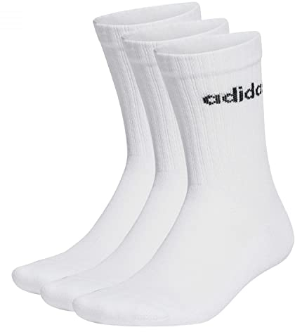 adidas Unisex Linear Crew Cushioned Socken, 3 Paar White/Black 34-36