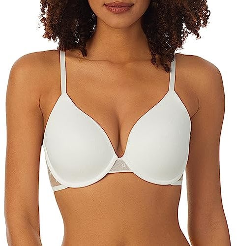 DKNY Women's Monogram Mesh Full Coverage Bra, Opaque, White, 36D