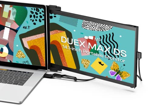 2025 Mobile Pixels Duex Max DS 14.1'' FHD Portable Monitor, USB C/HDMI Plug and Play 1080p Laptop Monitor Extender, Portable Screen for 14''-17 '' Laptops, Compatible with Mac/Windows/Android/Switch
