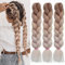 EMMOR Jumbo Flechthaarverlängerungen, 24 Zoll, hochtemperaturbeständige synthetische Fasern, 3 Stück vorgedehnte Box Braids Flechthaare, Twist-Zöpfe, Häkeln mit (Ombre Hellbraun)