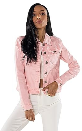 Nina Carter J212 Veste en jean slim pour femme - Veste stretch, colorée, avec col Kent, poches - Pour le printemps, l'été, la mi-saison, S