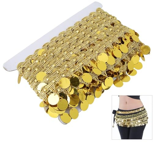 Bauchtanz-Quastengürtel, Bauchtuch, Bauchtanz-Hüfttuch mit Quasten, Rundes Münz-Hüfttuch, Nationale Kleidung, Zubehör, 9,1 M (Gold)